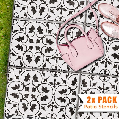 Zamora Patio Stencil - Rectangle Slabs - 6x Small Pattern / 2 pack (2 stencils)