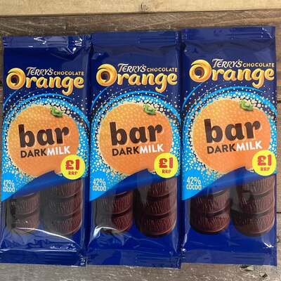 3x Terrys Chocolate Orange Dark Milk Sharing Bars (3x85g)