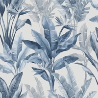 Image of Akari Madagascar Leaf Wallpaper Blue Rasch 282893
