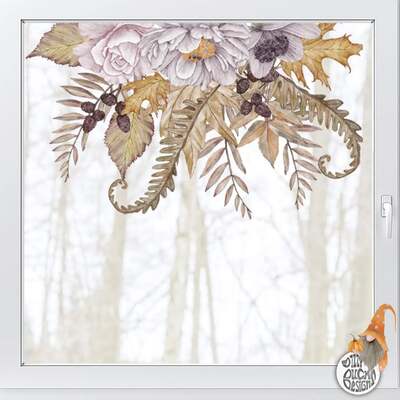 Autumn Flower Window Decal - 38 x 60 cm