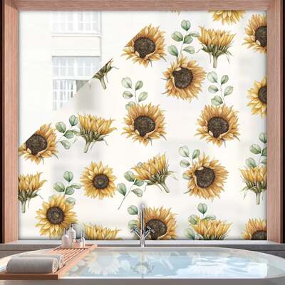 Sunflower Privacy Frosted Window Panel - 1200(w) x 380(h) mm