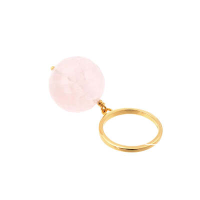Bubble Pink Quartz Gold Ring (adjustable)
