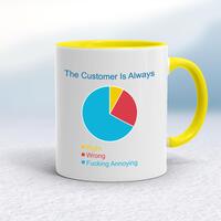The Customer is Always Mug – White/Yellow, 10oz