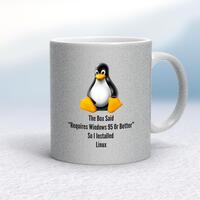 The Box Said Requires Windows 95 So I Installed Linux Mug – Silver Glitter/White, 10oz