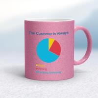 The Customer is Always Mug – Pink Glitter/White, 10oz