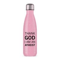 Thank God I’m An Atheist Water Bottle – Pink Glitter, One