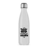 Today I Choose To Be A Unicorn Water Bottle – Silver Glitter, One