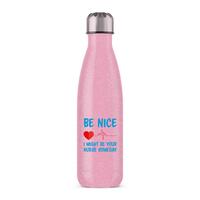 Be Nice Water Bottle – Pink Glitter, One