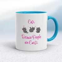 Cats, Because People Are Cunts Mug – White/Light Blue, 10oz