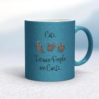 Cats, Because People Are Cunts Mug – Blue Glitter/White, 10oz
