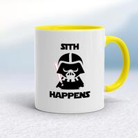 Sith Happens Mug – White/Yellow, 10oz
