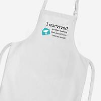 I Survived Another Meeting Apron – White, One