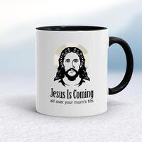 Jesus Is Coming Mug – White/Black, 10oz