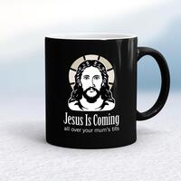 Jesus Is Coming Mug – Black/White, 10oz