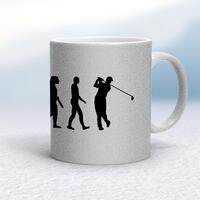 Evolution Of A Golfer Mug – Silver Glitter/White, 10oz