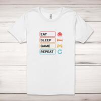 Eat Sleep Game Repeat Adult T-Shirt