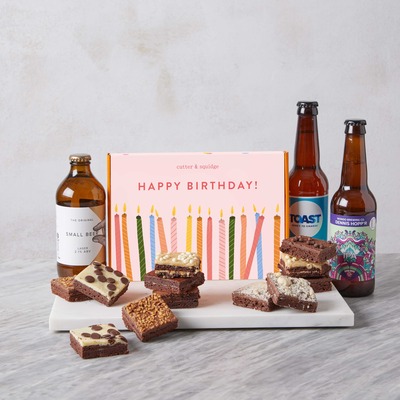 Happy Birthday Brownies And Trio Of Beers Bundle - 12 Pieces