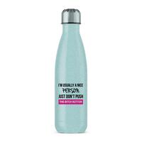The Bitch Button Water Bottle – Blue Glitter, One