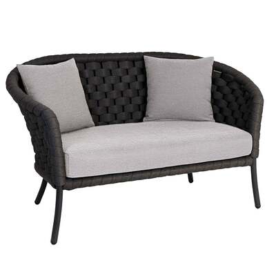 Alexander Rose Dark Grey Cordial 2 Seater Curved Sofa with Cushions, Kvadrat Polar