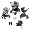 Image of Ickle Bubba Comet All-in-One i-Size Travel System with ISOFIX Base (Frame: Black, Fabric Colour: Space Grey, Handle Bars: Black)