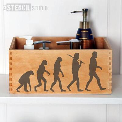 Evolution of Man Stencil - S - A x B  25.3 x 11.5cm (9.9 x 4.5 inches)