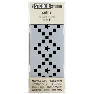 Stencil MiNiS - Mosaic Star Border - 20% off 4+ - Sheet Size 20 x 8 cm