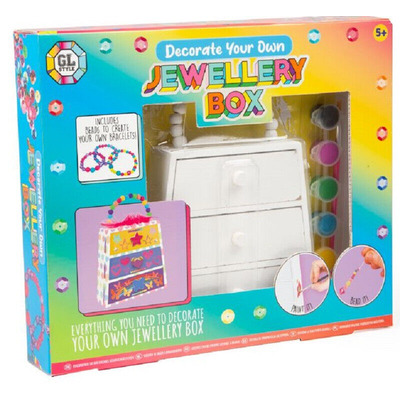 Girls Decorate Your Own Wooden Jewellery Box Set