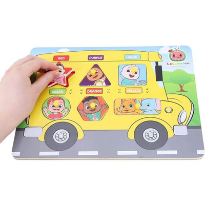 Cocomelon Wooden Bus Peg Board Educational Jigsaw Puzzle Toy
