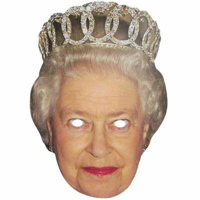 Queen Elizabeth Cardboard Full Face Mask Fancy Dress - ONE MASK