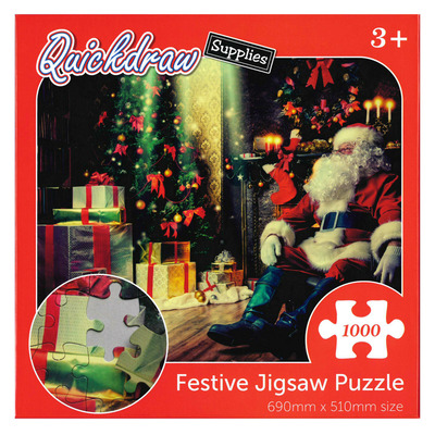 1000 Piece Jigsaw Christmas Puzzle Santa Claus With Wrapped Presents
