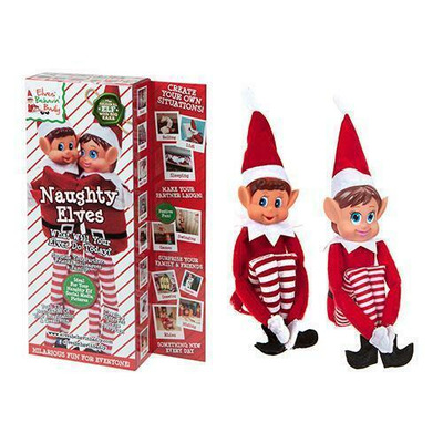 Pack Of TWO 30cm Christmas Naughty Elf Advent Shelf Soft Toys