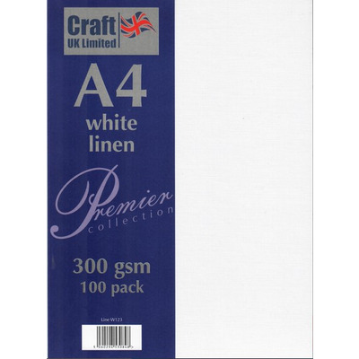 Craft UK W123 White A4 Linen Card Pack