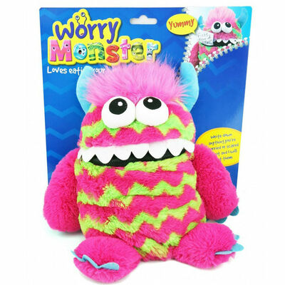 Giant 30cm Worry Monster Cuddly Toy - Pink & Green