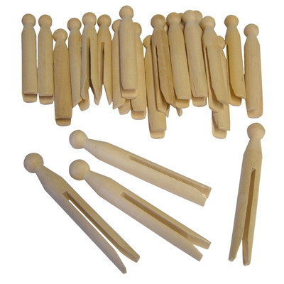 48 x Traditional Wooden Washing Clothes Dolly Pegs