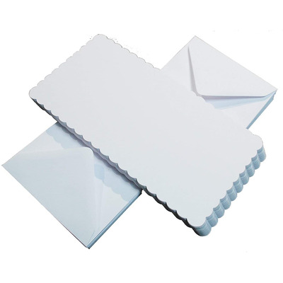 Pack Of 50 5"x5" White Scalloped Blank Cards & Envelopes