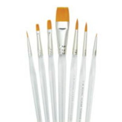 Clear Choice Range Artist Taklon Paint Brush Set Includes Flats, Rounds & Washes Cl7