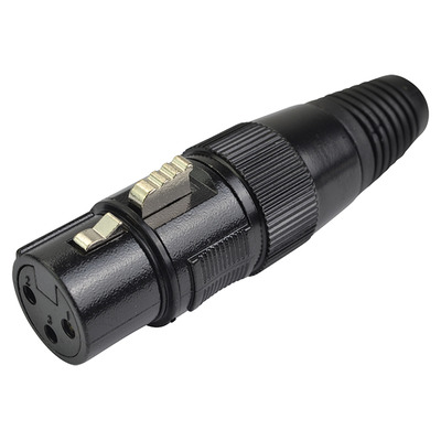 XLR Connector Female 3 Pin Black Metal Body - For Audio or DMX