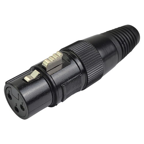 XLR Connector Female 3 Pin Black Metal Body - For Audio or DMX