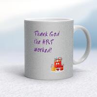 Thank God The HRT Worked! Mug – Silver Glitter/White, 10oz