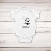 Thanks Mum Babygrow – White, 3-6 Months
