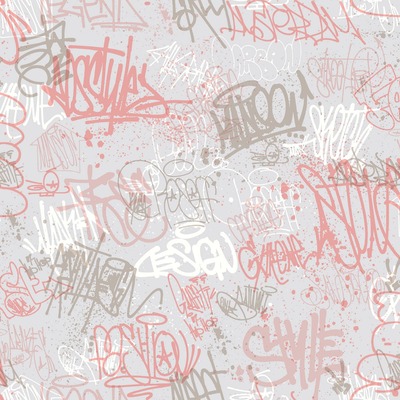 My Kingdom Sketched Grey & Pink Wallpaper Muriva M51303