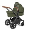 Image of Ickle Bubba Stomp Luxe All in One i-Size Travel System with ISOFIX Base (Frame: Black, Fabric Colour: Woodland, Handle Bars: Tan)