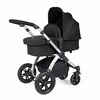 Image of Ickle Bubba Stomp Luxe All in One i-Size Travel System with ISOFIX Base (Frame: Silver, Fabric Colour: Midnight, Handle Bars: Black)