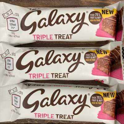 12x Galaxy Triple Treat Fruit Nut & Chocolate Bars (3 Packs of 4x32g)