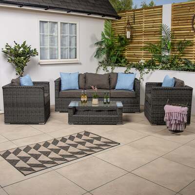 Bracken Outdoors Madrid Dark Grey 3 Seat Sofa Lounge Garden Furniture Set with Coffee Table