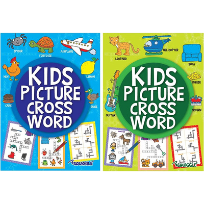 Set Of Two A4 Children’s Kids Picture Crossword Activity Puzzle Books