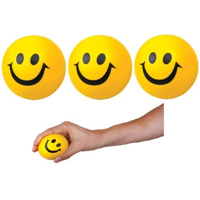 3 x Yellow Happy Smile Face Foam Balls Fidget Stress Toy