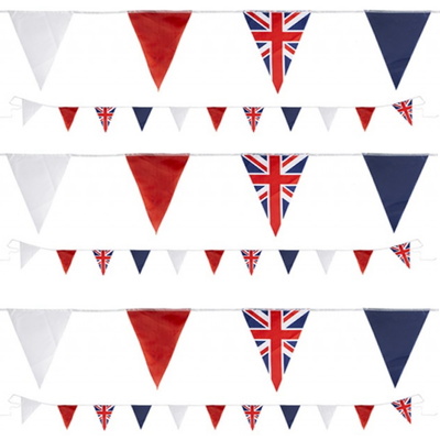 20ft King Charles Coronation Triangle Union Jack Bunting - THREE PACKS (60FT)