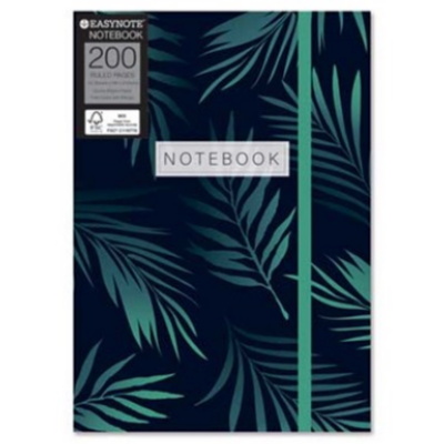 Easynote 200 Page A5 Hardback Lined Ruled Notebook - LEAVES