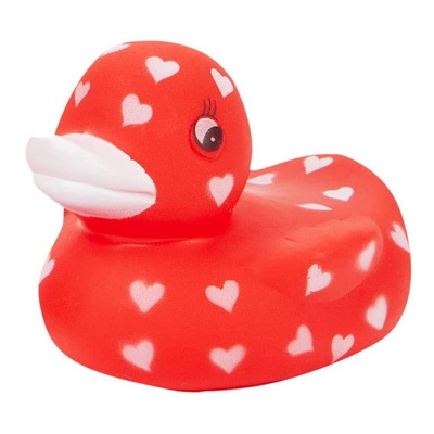 Red & White Rubber Love Duck Bath Valentines Toy - RED